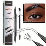 Waterproof Dual-Tip Liquid Eyebrow Pencil, Available in Light Brown, Brown, Dark Brown, Dark Black, and Black, Multi-Pack, for Natural Eyebrow Makeup, Quick-Drying, Sweat-Proof, Smudge-Proof, with Eyebrow Brush, Dual-Tip Liqu