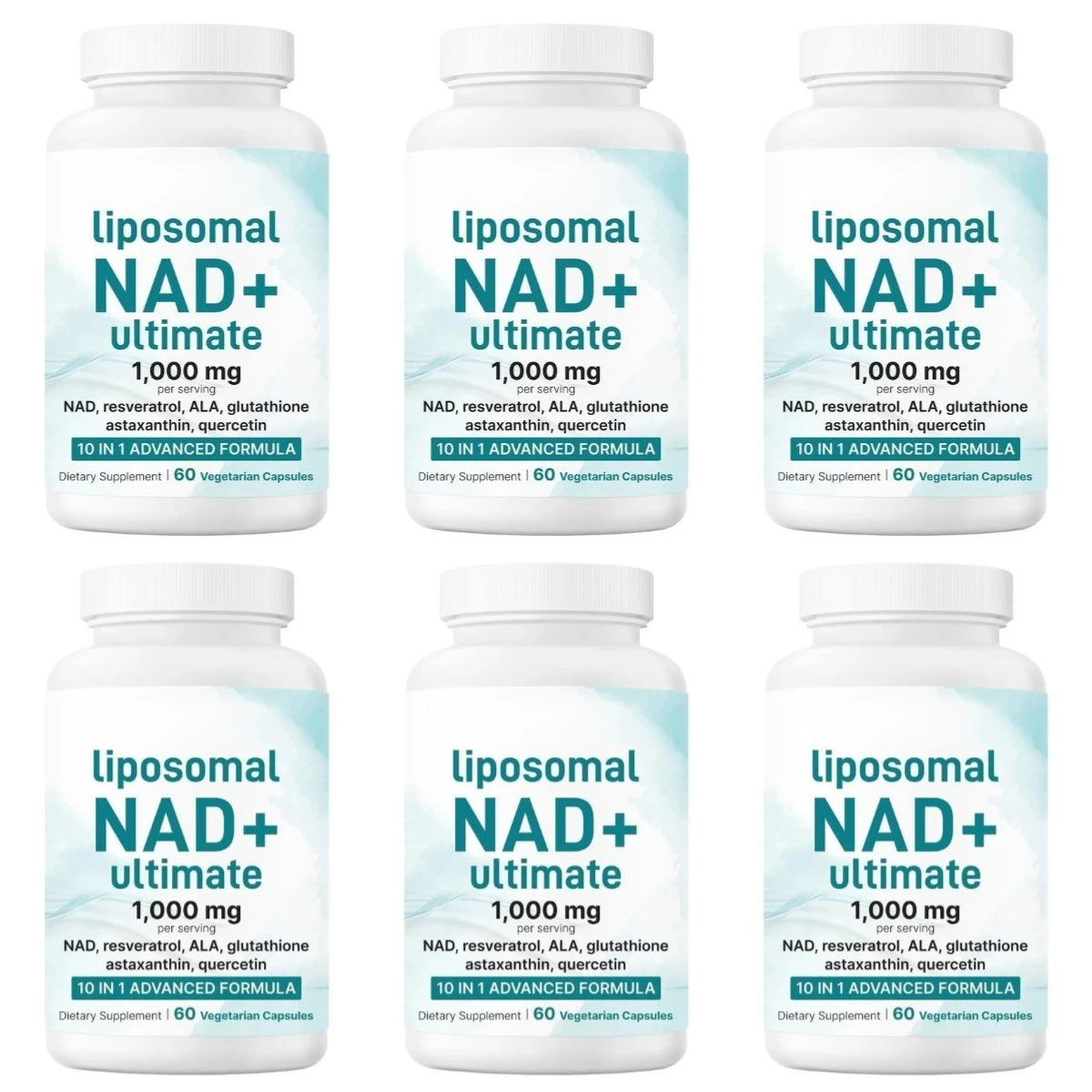 NAD+ Supplement with Glutathione Resveratrol Astaxanthin 10-in-1 Formula 60 Capsules for Men and Women Daily Wellness