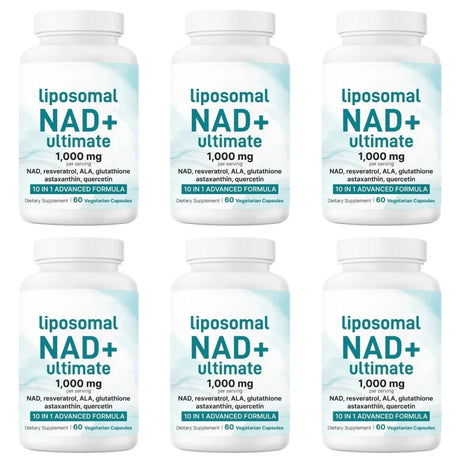 NAD+ Supplement with Glutathione Resveratrol Astaxanthin 10-in-1 Formula 60 Capsules for Men and Women Daily Wellness