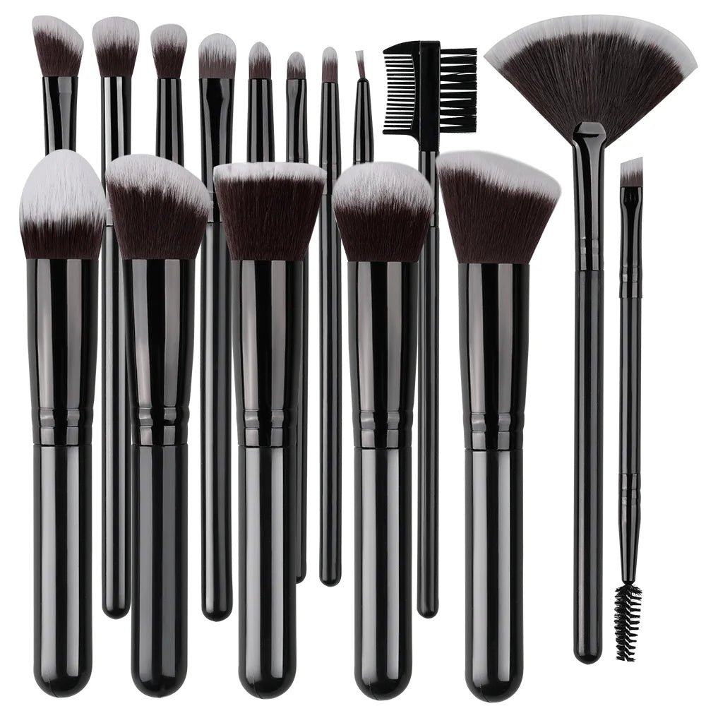 16PCS Professional Makeup Brush Set Premium Synthetic Eyeshadow Contouring Foundation Highlight Setting Powder Eyeliner Blending