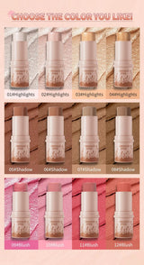 Makeup Face Brown Bronzer Contour Stick Contouring Bronzer Stick Highlighter Brightening Blusher Stick Rouge Cream Concealer Pen
