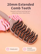 1pcs Curved Vented Boar Bristle Comb Professional Scalp Massage Comb Detangling Curl Anti-static Hairbrush Salon Styling Tool