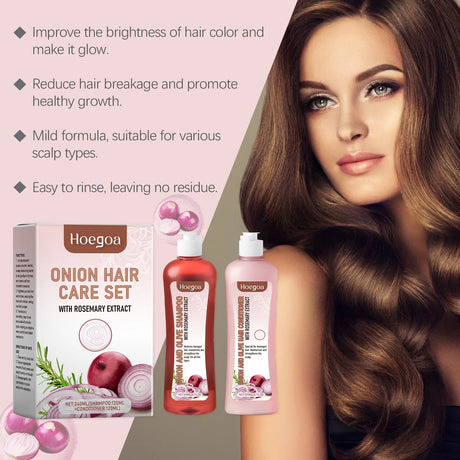 Onion Hair Care Set Rosemary Onion Shampoo Conditioner Set Strengthening Hair Improve Rough Frizz Smooth Shiny Deep Moisturizing Scalp Care Set