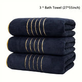 2/3/6/8 Pcs Bath Towel Set White & Gray with Gold Accents, Soft Absorbent Premium Towels for Home, Hotel & Bathroom