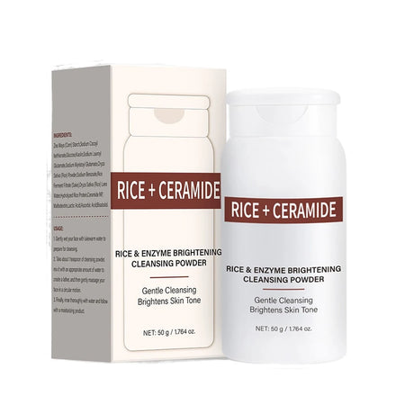 Rice Enzyme Brightening Cleansing Powder, Exfoliating Powder to Foam Cleanser, Smooth Texture,Hydrating & Gentle Skin Care 50g