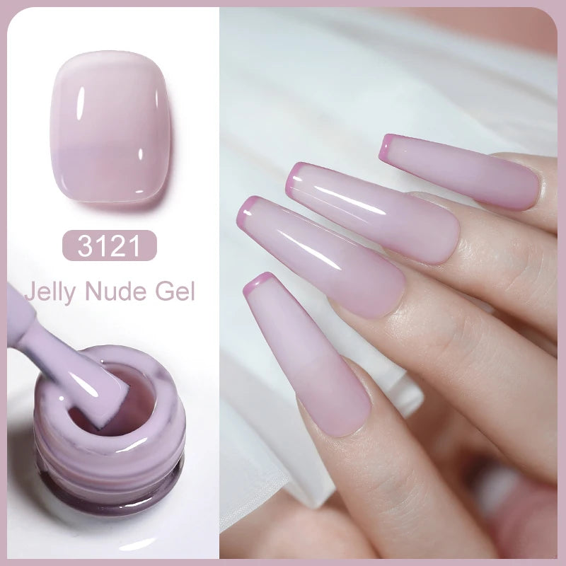 Clou Beaute Translucent Jelly Nude Pink Nail Gel Polish 15ml Vernis Semi Permanent Gel Colorful Varnish Nail Art Manicure Gel