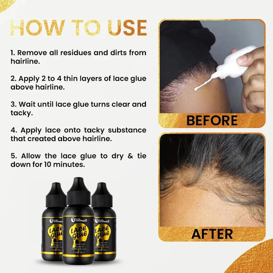 4PCS Wig Glue Spray Lace Adhesive Kit with Remover Repair Spray And Headband - Strong Natural Hold Lace Wig Melting Spray