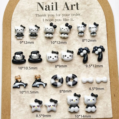 50PCS Nail Parts Charms Cute Cartoon Hello Kitty Nail Art Jewelry Decoration Phone Case Hairpin Manicure Press On Accessories