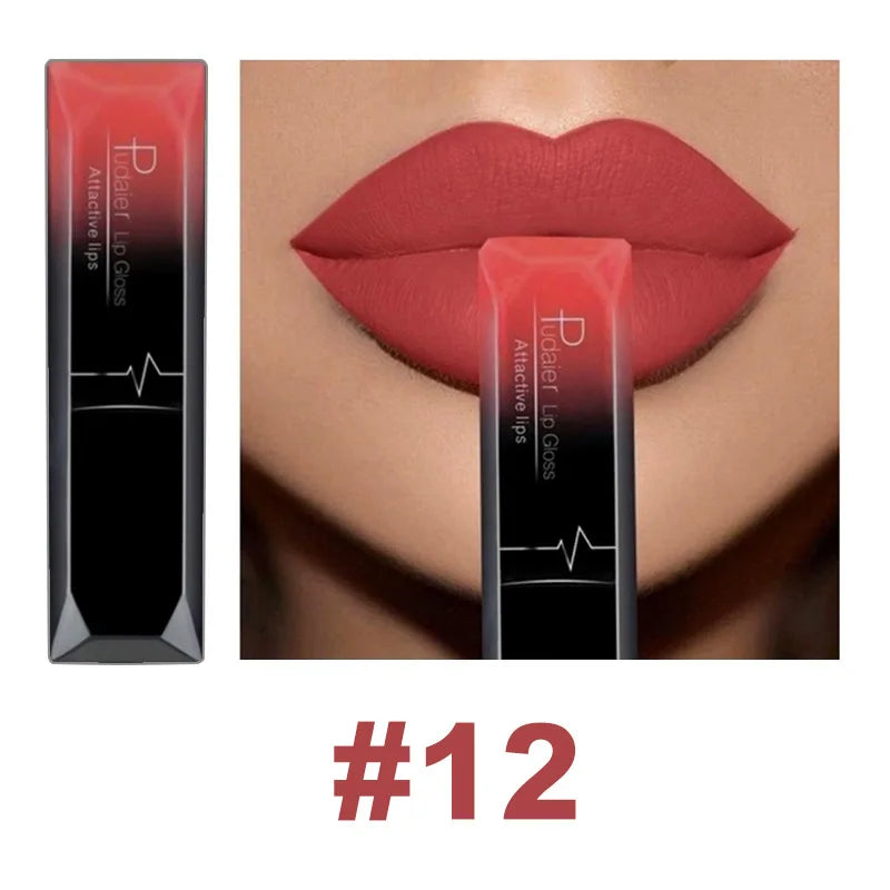 Pudaier 21 Color Lip Gloss Waterproof Matte Liquid Lipstick Moisturizing Lip Gloss Lip Makeup Beauty Cosmetics