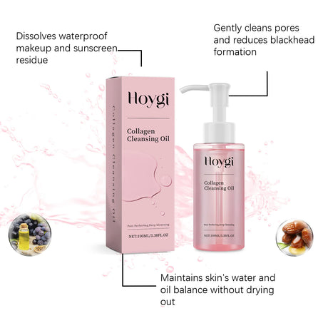 Collagen Makeup Remover Oil Jojoba Oil Makeup Remover Deep Cleansing Pore Dirt Gentle Daily Emulsifying Facial Cleanser Cosmetic