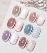 PUENTE 7.5ML Nude Shade Moonlight Cat Magnetic Gel Nail Polish Ultra-Bright Cat Eye Soak Off UV Semi-Permanent Varnish Manicure