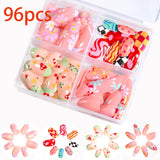 576pcs/Box Colorful Fake Nails Black Red Design Fake Nail Oval Short Square Press On False Nails Mixed Full Cover Nail Tips