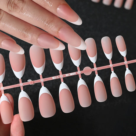 120/150pcs Matte White French Gel Nail Tips Medium Almond Nude Press On Nails 0.75-2.6cm Pink/Nude ABS Soft Gel Nail Flase Tips