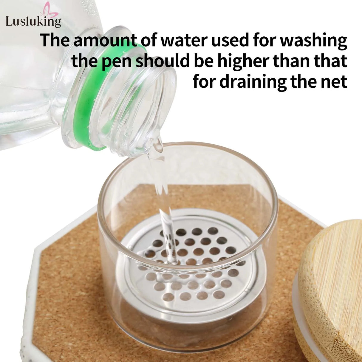 Nail Brush Cleaner Cup Wash Pen Brush Cup with Stainless Steel Mesh Base Nail Drill Bits Cleaning Container Crystal Glass Cup
