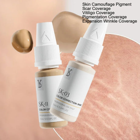 YD Professional 10ML Camouflage Pigment Semi Permanent Makeup Tattoo Ink for Scar Cover Stretch Marks Vitiligo Restore Skin Tone