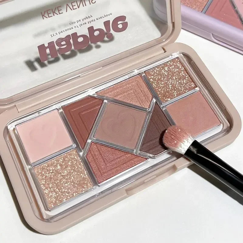 Mint diffuse pink blue small pink frame nine-color eyeshadow palette low saturation clear mint green pearl matte gentle pure des