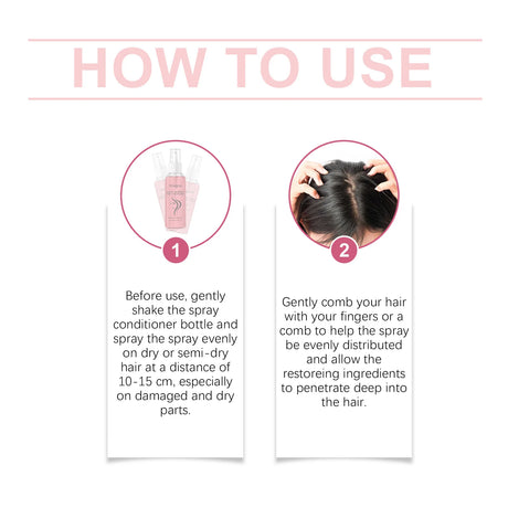 Leave-In Hair Conditioner Care Spray Wash Free Gentle Nourishing Scalp Anti Frizz Split Ends Daily Moisturizing Hair Spray 100ml