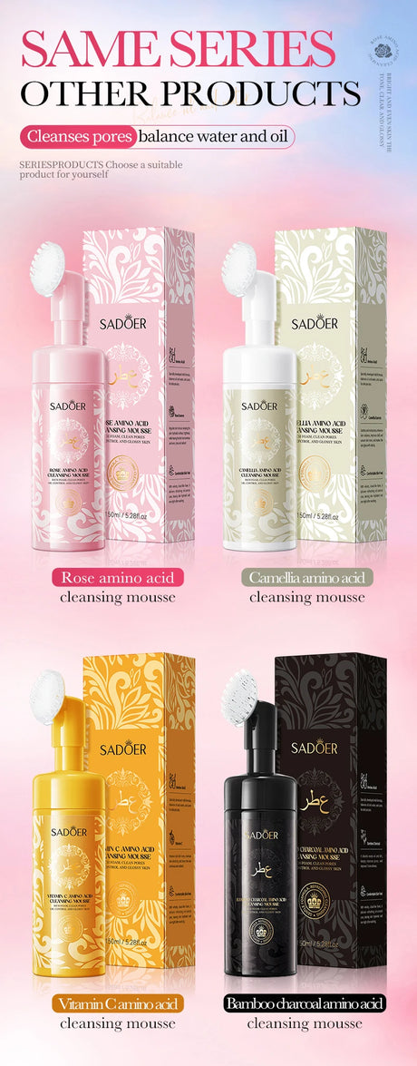 SADOER Vitamin C Facial Cleanser Deep Cleansing Face Wash Foam Moisturizing Whitening Face Wash Massage Cleansing Foam Skin Care