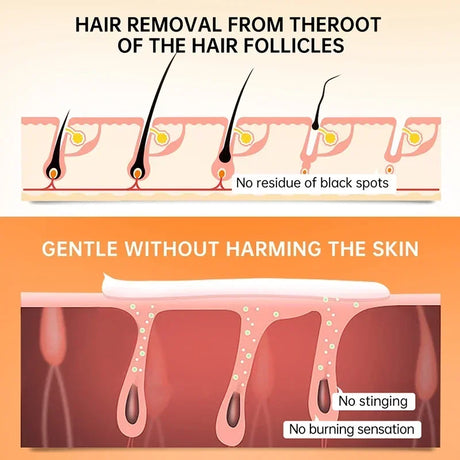 3 Minutes Fast Hair Removal Cream Painless Hair Growth Inhibitor Lip Face Arm Armpit Leg Permanent Depilatory for Men Women Care