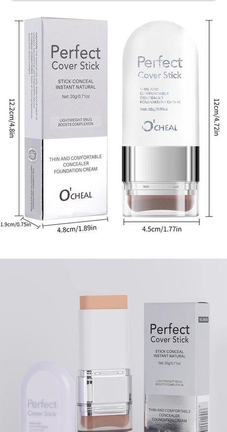 O'CHEAL Perfect Cover Stick Thin And Comfortable Concealer Foundation Cream Stick Instant Natural Waterproof Long-lasting Makeup