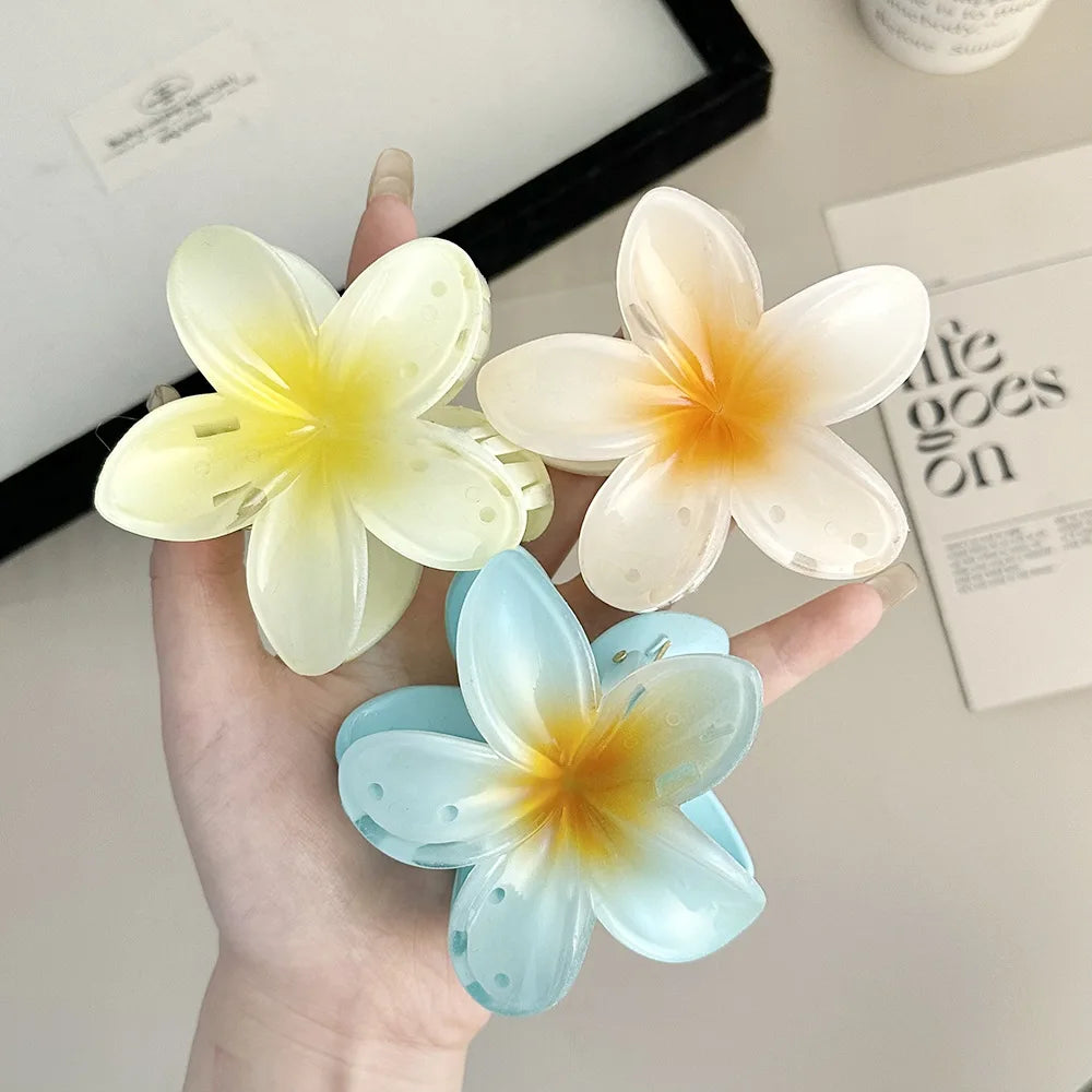 2026 New Vacation Egg Flower Hair Clips Hawaii Beach Claws Bohemian Hairpin for Girls Dopamine Y2k Hair Accessory