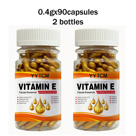Vitamin E Deep Moisturizing Capsule Essence, Hydrates and Smooths Skin, Contains Plant-Based Squalane, Vitamin C, Deep Hydration and Skin Brightening Essence (0.4Gx30 Capsules)/Bag-1 Bag