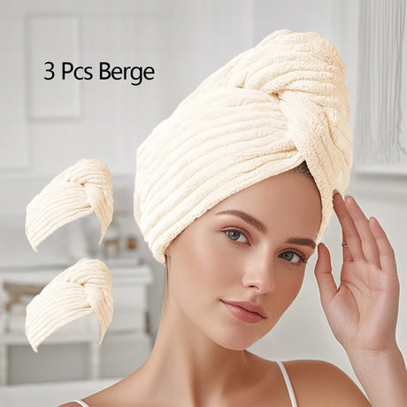 1/3/4 Pcs Quick-Drying Microfiber Hair Drying Cap Absorbent Soft Anti-Frizz Hair Towel Wrap for Women Home Bathroom Daily Use