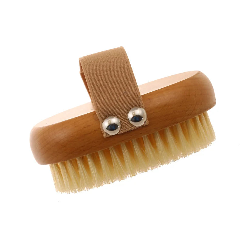 SPA Wooden Body Brush Natural Boar Bristle Organic Dry Skin Body Brush Bamboo Wet Back Shower Brushes Exfoliating Bathing Brush