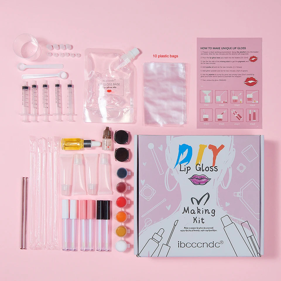 DIY Lip Gloss Making Kit Moisturizing Lip Gloss Base Diy Raw Material Tool Kit Shiny Glitter Lip Tints Glaze Handmade Cosmetic