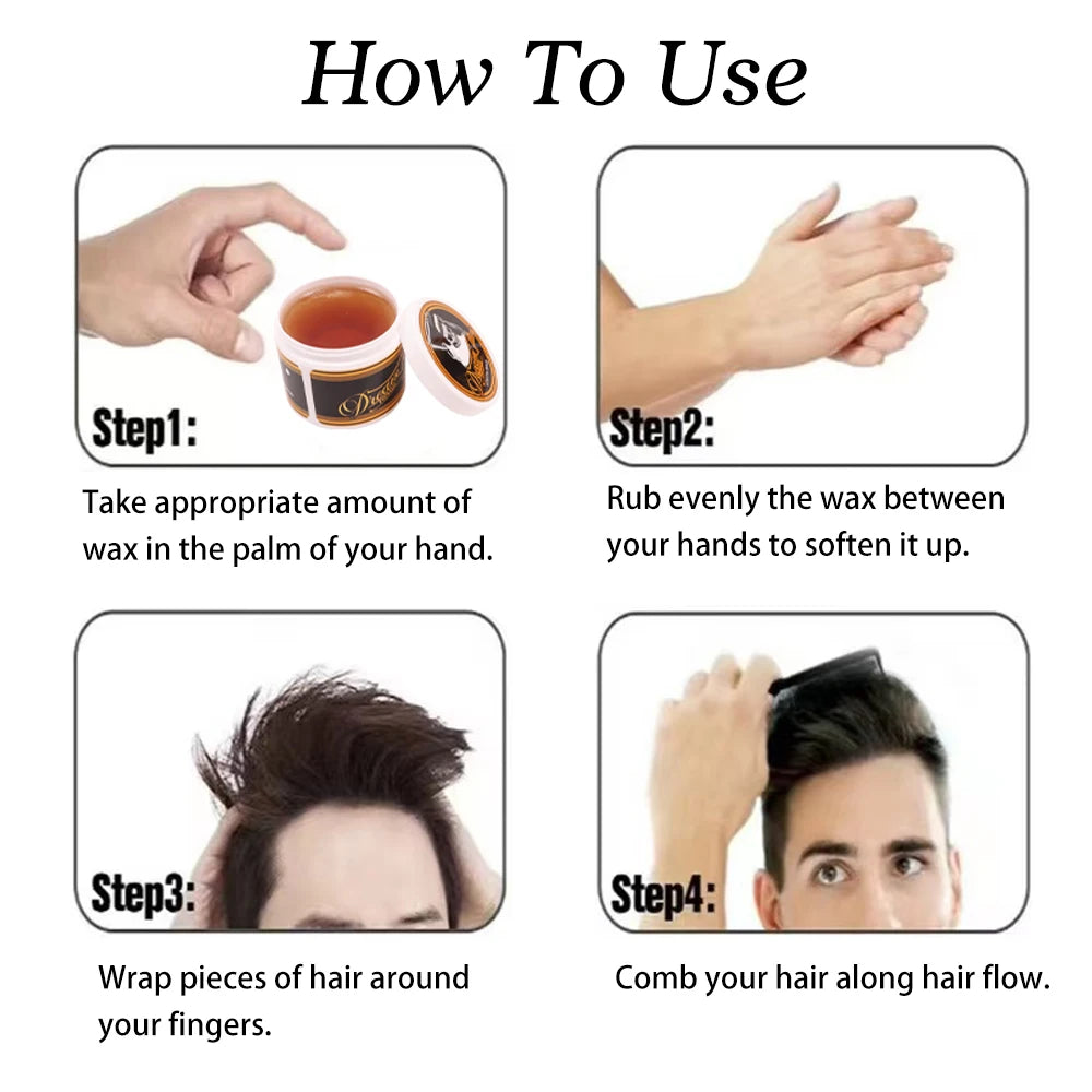 Man Retro Styling Pomade Gel Long-Lasting Moisturizing Hair Wax Pomade For Fluffy Hair Toupee Caramel Hair Oil Barbershop Tools
