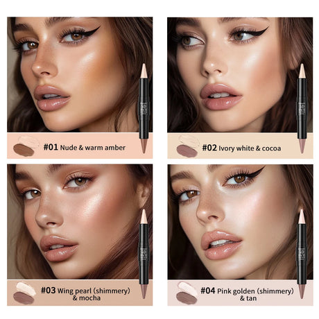 Dual Head Contour Highlighter Stick Sculpt V Face Nose Shadow Concealer Waterproof Long Lasting Smooth Blending Facial Makeup Cosmetics