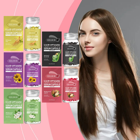 EELHOE Vitamin E in Oil for Hair Loss Prevention Strengthening Hair Roots Moroccan Argan Oil Smooth Regrowth Hair Oil Capsules
