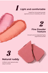 Long Wear Blush Makeup Palette Buildable Color Velvet Finish Face Powder Cheek Contouring Brightening