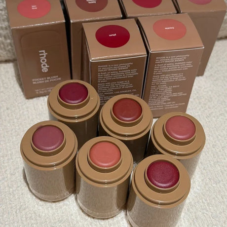 Popular Cosmetics Brand Rhode Pocket Blusher Stick Smooth Easy Apply Portable Lip Cheek Dual-use Rouge Cream Makeup Bubble Bag