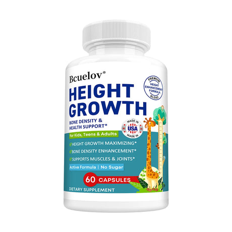 Natural Height Growth Capsules for Kids, Teens and Adults Zinc and Calcium Increase Peak Height Supplement Bone Strength