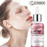 JUINHOU Natural Rose Vitamin ABCE Face Serum for Dull Uneven Skin Daily Hydrating Face Care Improve Skin Radiance Daily Skincare