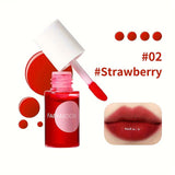 4 Color Fruity Lip Tint Water Gloss Tint, Moisturizing Waterproof Liquid Lipstick, Non-Stick, High Pigment, Long-Lasting Colors