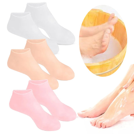 1Pair Silicone Moisturizing Socks Anti Cracking Silicone Exfoliating Socks Anti-Slip Foot Care Tools
