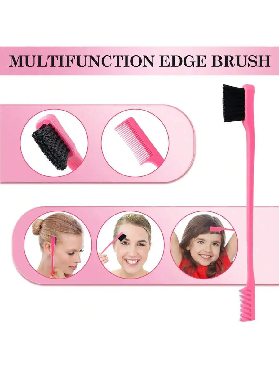 New Three-piece Hair Brush Set Sharp-tail Comb Three-row Hair Comb Steel Needle Mouse Tail Comb Toothbrush Eyebrow Brush Tool