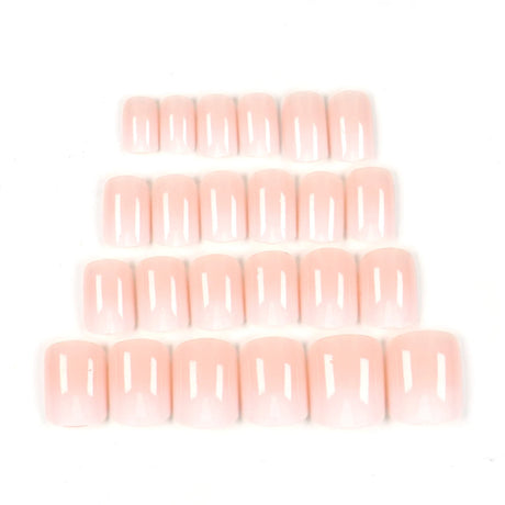 24pcs Upgrade Your Look With White Gradient Almond False Nails 1pc Nail File & 1Nail Glue Sticker Kit Nails