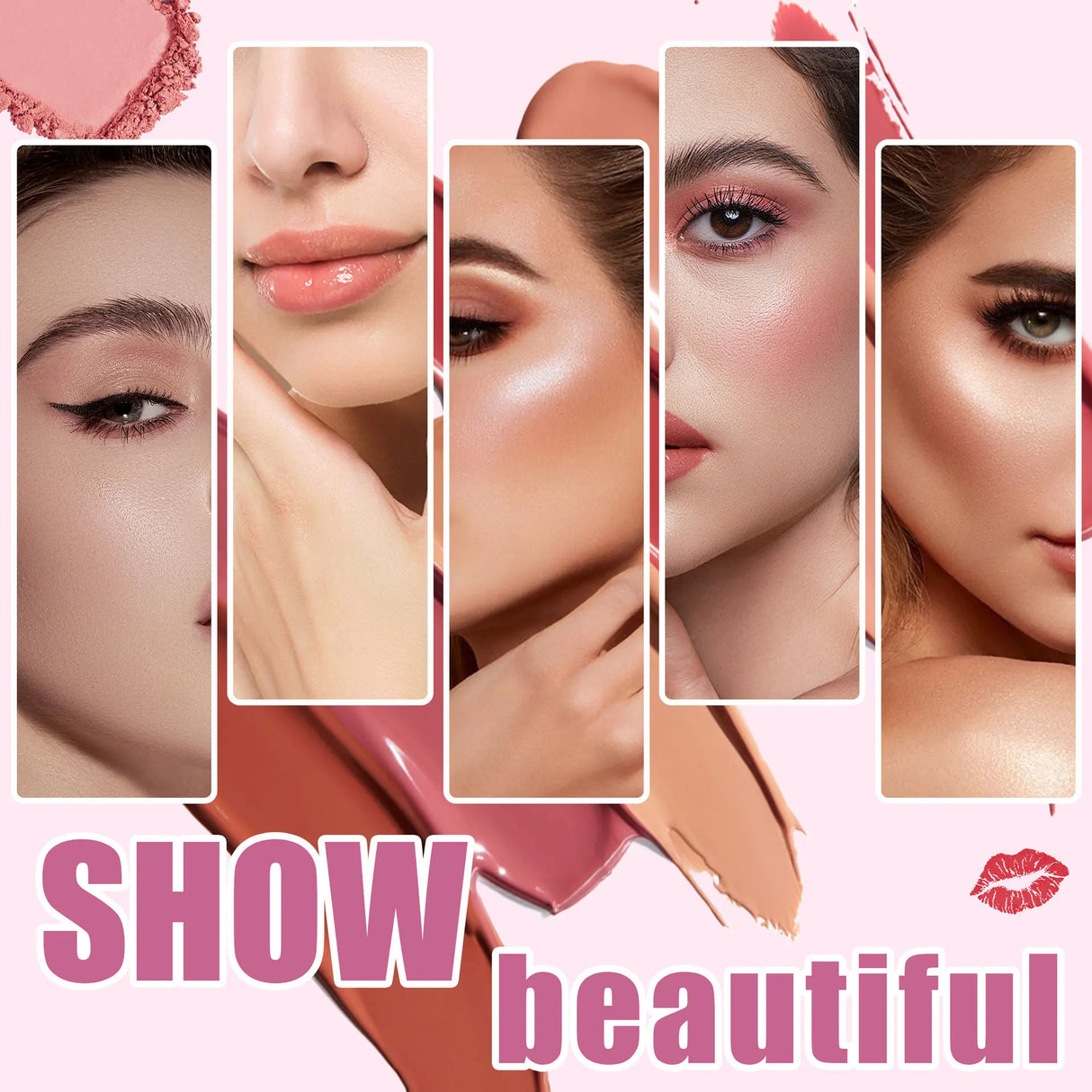 Eye Shadow Palette Five-page Flipbook Matte Pearlescent Lasting Non-smudge Multi-function Blush Contouring Highlighter Makeup