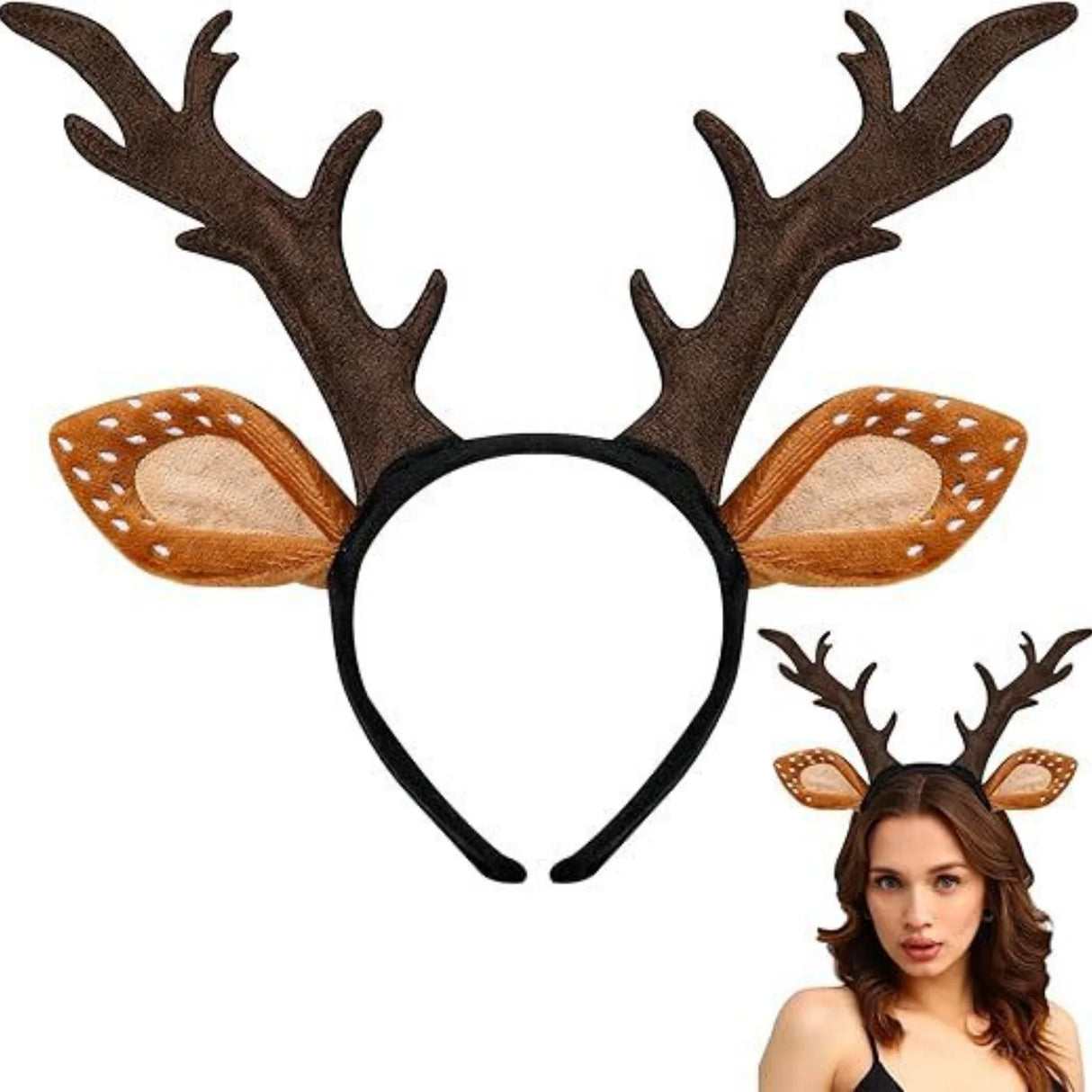 1PC Reindeer Hair Hoop for Adults & Kids, Cute Antler & Ear Costume Accessory - Suitable for Christmas & Autumn/Winter