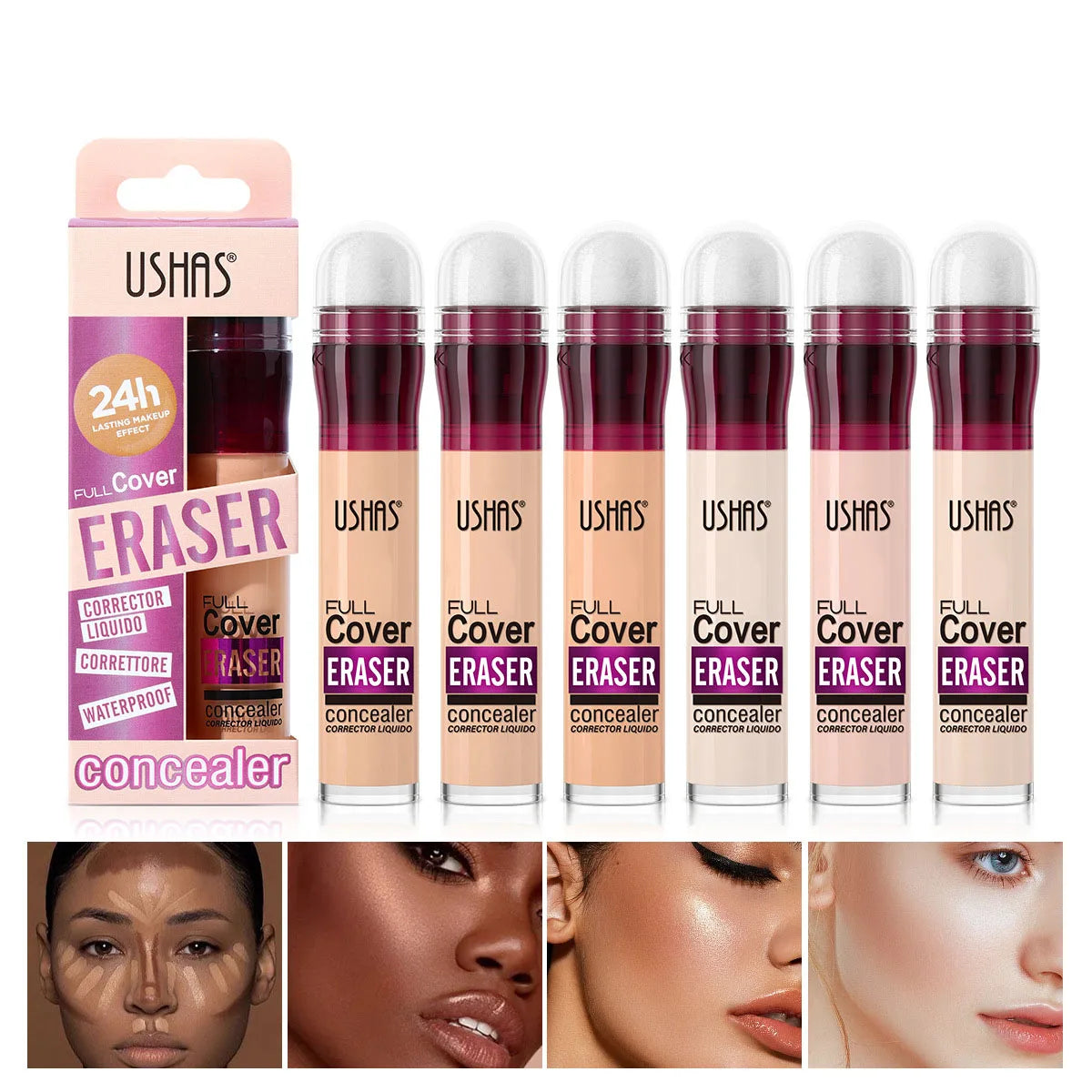12 Color Liquid Concealer Moisturizing Rotating Sponge Head Concealer Long Lasting Lightweight Multi-use Foundation Makeup