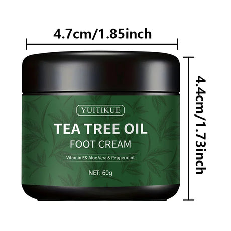 YUITIKUE Tea Tree Foot Cream 60g - 97%! Clinical Proof, Deeply Moisturizes & Soothes Feet, with Vitamin E, Aloe & Peppermint