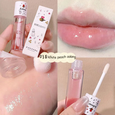 Peach Milk Lip Oil, Bee Lip Balm, Moisturizing Lip Balm, Soothing and Hydrating Lip Oil, Easily Repairs Dry, Cracked Lips