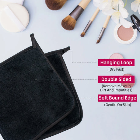 2Pc 15cm Square Makeup Remover Cloth, Makeup Towels Face Washcloth, Makeup Remover Pads Reusable Washable
