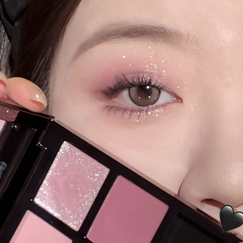 Faiccia 4-Color Mojito Eyeshadow Palette - Earth Pink Brown, Glitter Matte, Brightening, Perfect for Daily & Party Looks