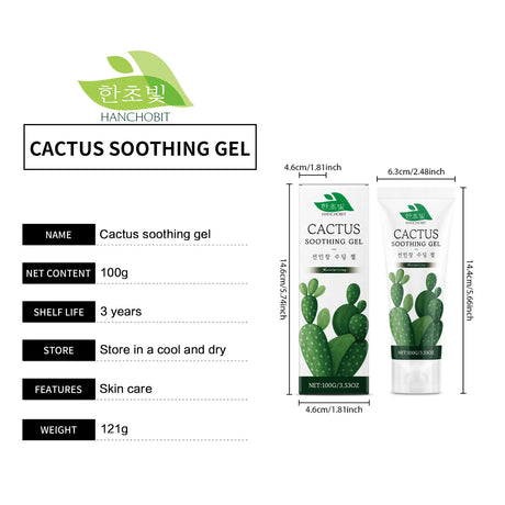 Hanchobit Cactus Soothing Gel Sunburn Treatment Relief Redness After Sun Cool Moisturizing Skin Barrier Repair Calming Gel Cream