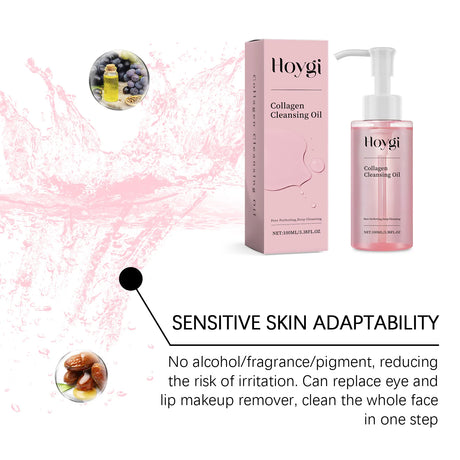 Collagen Makeup Remover Oil Jojoba Oil Makeup Remover Deep Cleansing Pore Dirt Gentle Daily Emulsifying Facial Cleanser Cosmetic