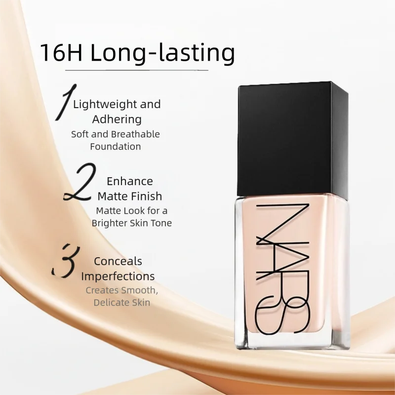 NARS Square Bottle Natural Radiant Longwear Foundation - Multi-Recovery Complex, Hydrating Antioxidant, L0/L2/L2.5 Shades 30ml